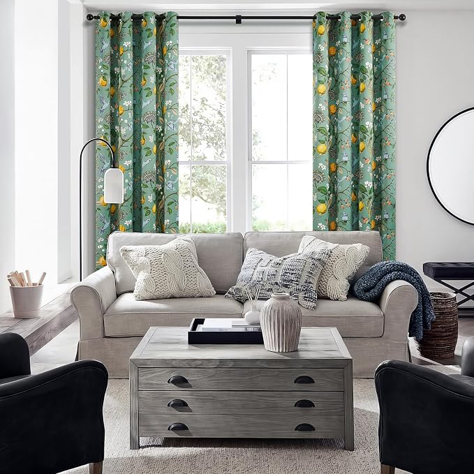 Extra Long 108 Inches Curtains for Large Window Funky Sage Green Tall Light - Image 5