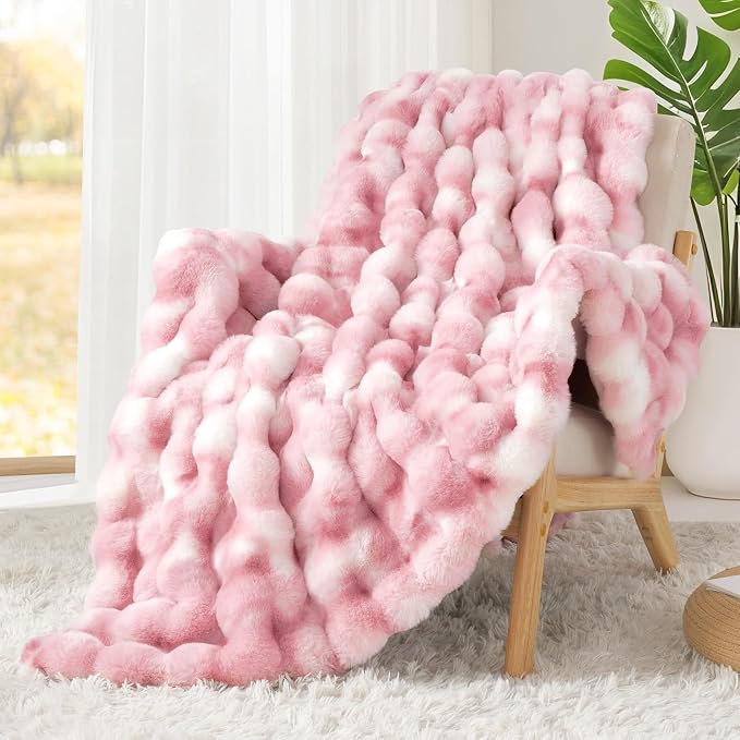 Luxury 1000GSM Faux Rabbit Fur Throw Blanket - Image 4