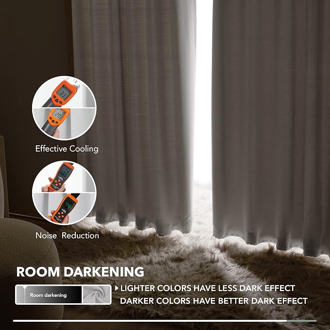 Deconovo Blackout Curtains, Thermal Insulated, W52 x L63 2 Panels, Back Tab - Image 6