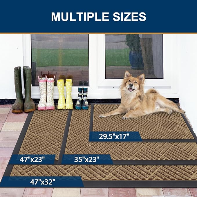 Smiry Front Door Mat Outside Entrance, Heavy Duty Outdoor Indoor Mat, Natural - Image 2