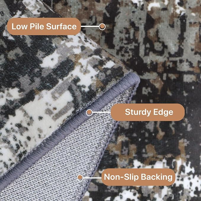 GENIMO Washable Area Rugs for Living Room, 8x10 Vintage Non Slip Rugs, Low Pile - Image 8