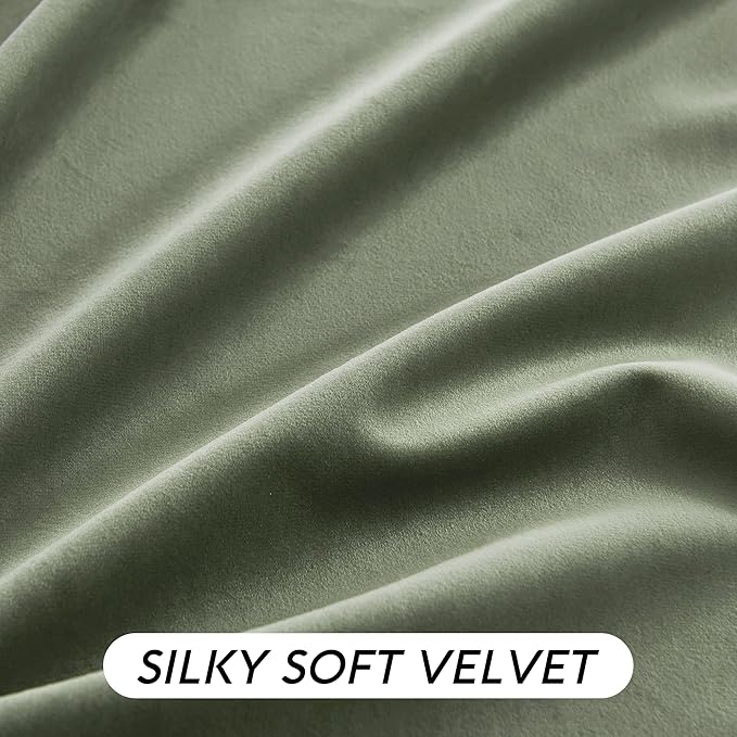 RYB HOME Sage Green Velvet Curtains 92 inches - Image 4