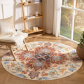 Phantoscope Washable Round Area Rug 6ft Non-Slip, Vintage Boho Rugs by Phantoscope