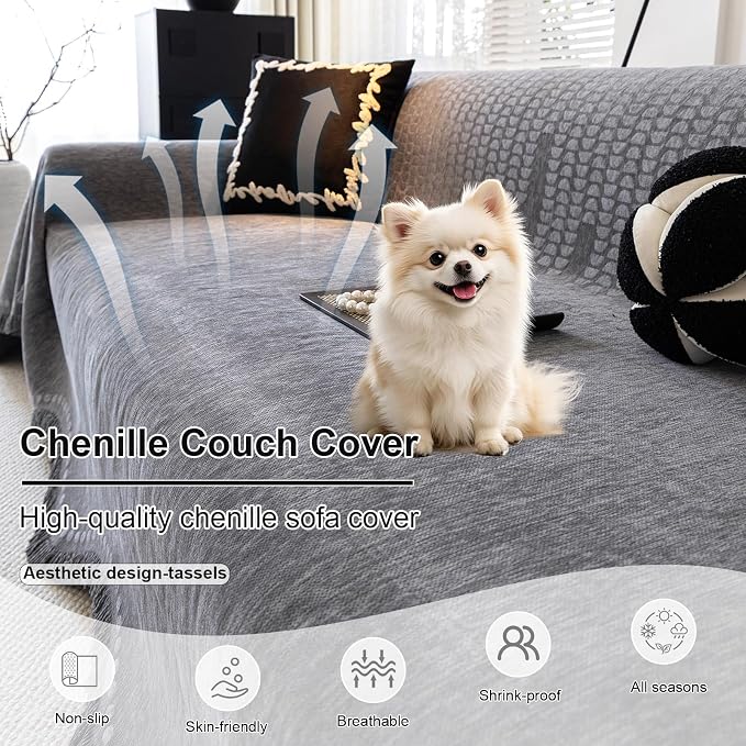 ROOMLIFE Gray Couch Cover Boho Sofa Covers - Image 2
