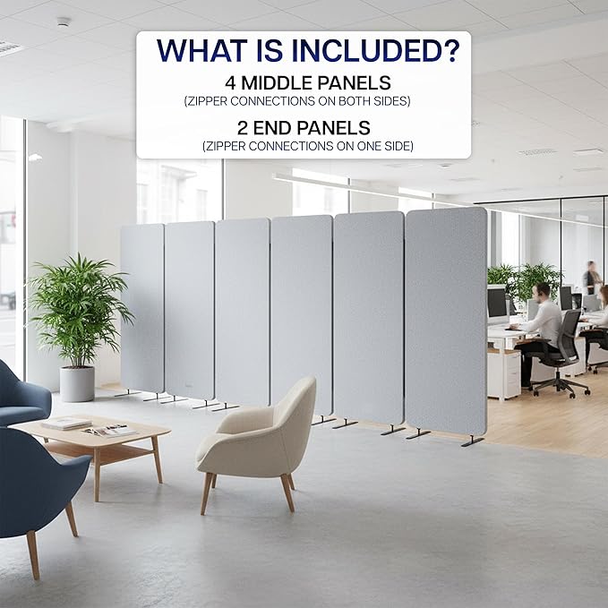 VIVO Freestanding 145 x 66 inch Privacy Panel System, Cubicle Divider, Acoustic - Image 2