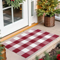IOHOUZE Christmas Buffalo Plaid Rug 2x3 Ft Outdoor Indoor Doormat Red White by iOhouze