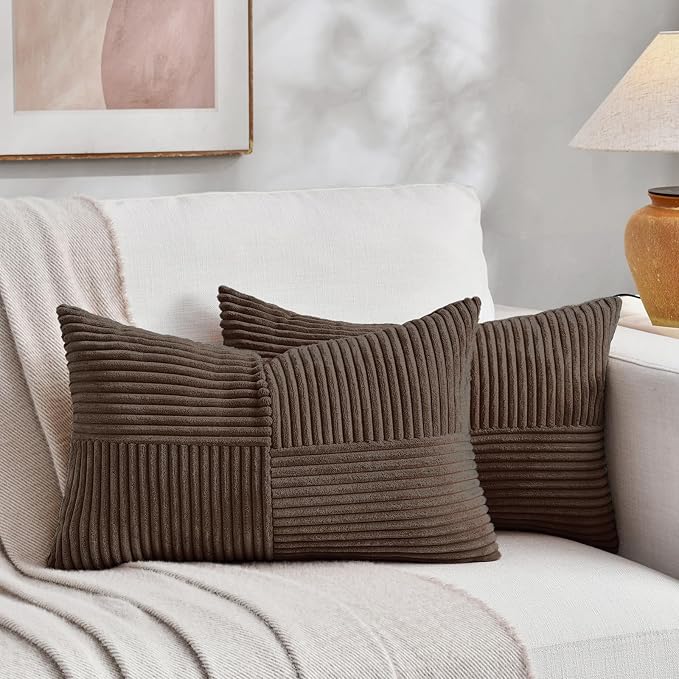 Fancy Homi 2 Packs Dark Brown Lumbar Decorative Throw Pillow Covers 16x28 Inch by Fancy+Homi