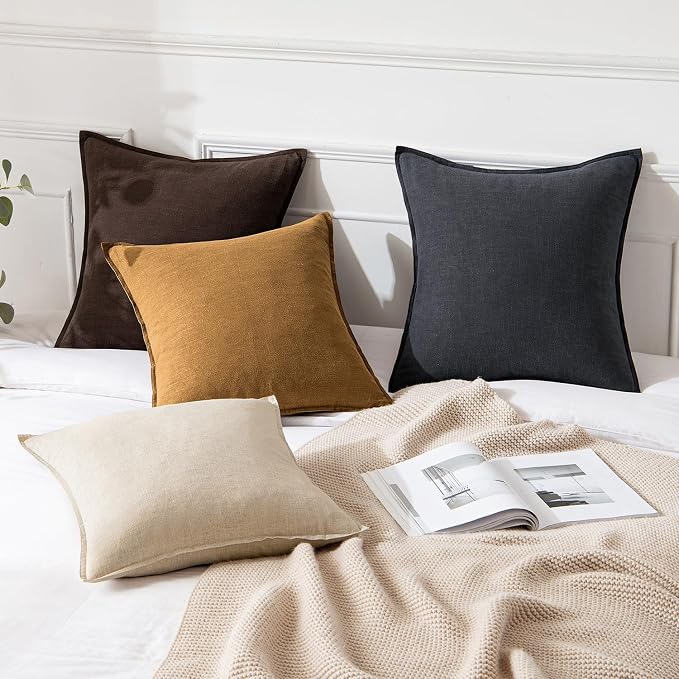 MIULEE Decorative Linen Pillow Covers 18x18 Inch Hazel ​Boho Farmhouse​ - Image 5