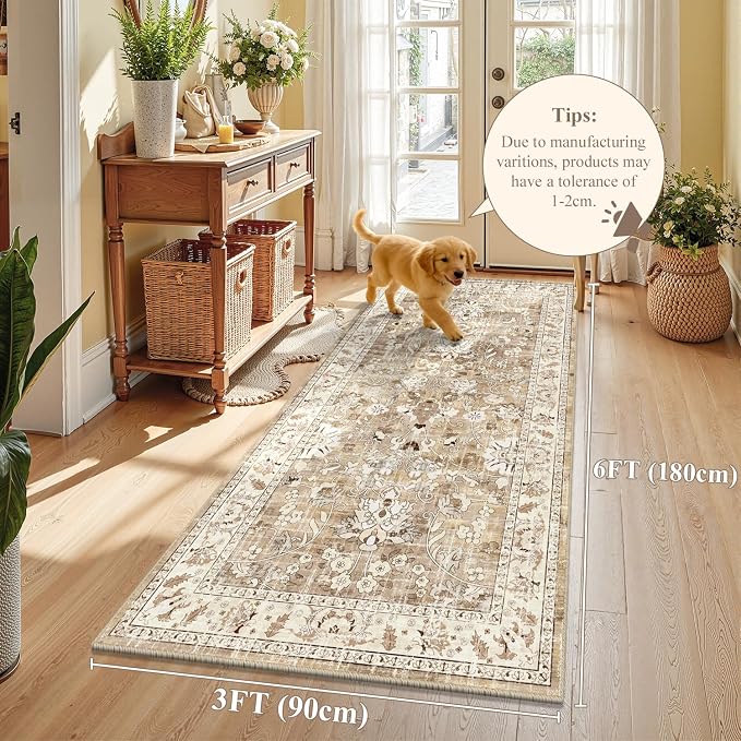 LOKHOM Washable Runner Rug, 3x6 Non-Slip Vintage Hallway Runner Rug - Image 2