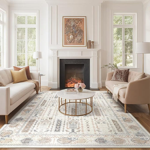 10x14 Area Rug for Living Room- Machine Washable Soft Oriental Vintage Large - Image 2
