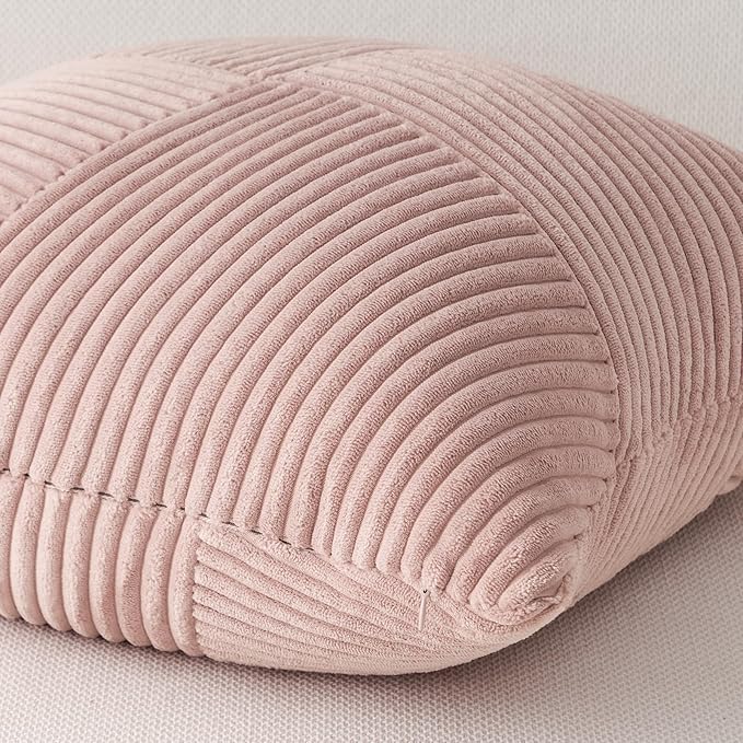 Topfinel 24x24 inches Pink Euro Pillow Shams Set of 2 Corduroy Decorative Throw - Image 5