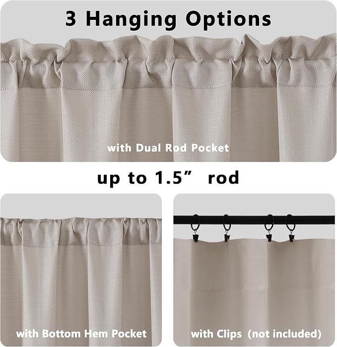Gwine Valance Curtain, Light Filtering Faux Linen Textured Valance Kitchen - Image 5