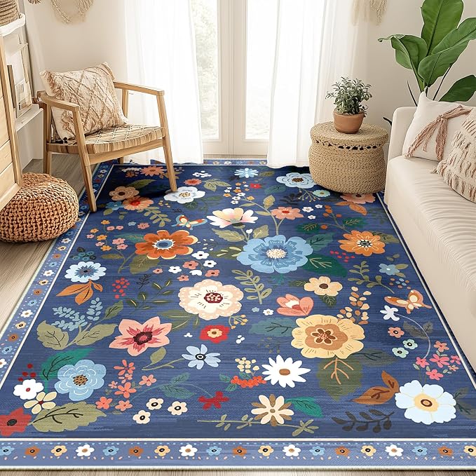 RELEANY Floral Nursery 4x6 Area Rugs Washable Print Boho Cute Carpet Non Slip - Image 9