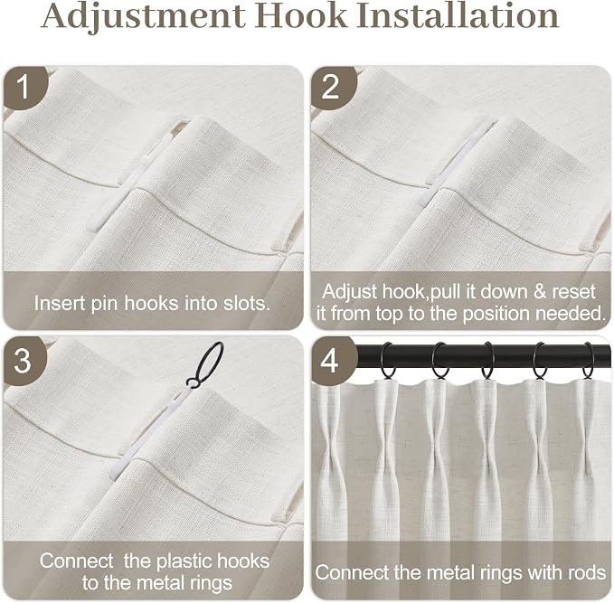 Pinch Pleated Linen Curtains 90 Inches Long 2 Panels - Image 8