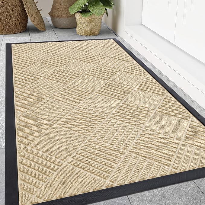 Smiry Front Door Mat Outside Entrance, Heavy Duty Outdoor Indoor Natural Rubber by Smiry