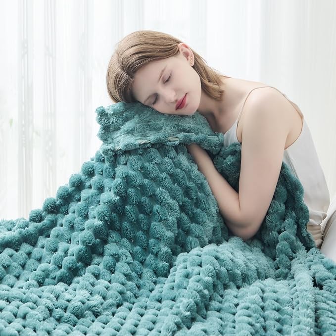 NEWCOSPLAY Super Soft Throw Blanket Light Teal Premium Silky Flannel Fleece 3D by NEWCOSPLAY