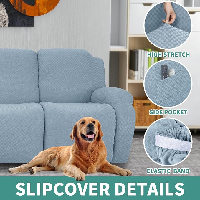 YEMYHOM 4 Pieces Stretch Recliner Slipcover Latest Jacquard Recliner Chair Cover - Image 3