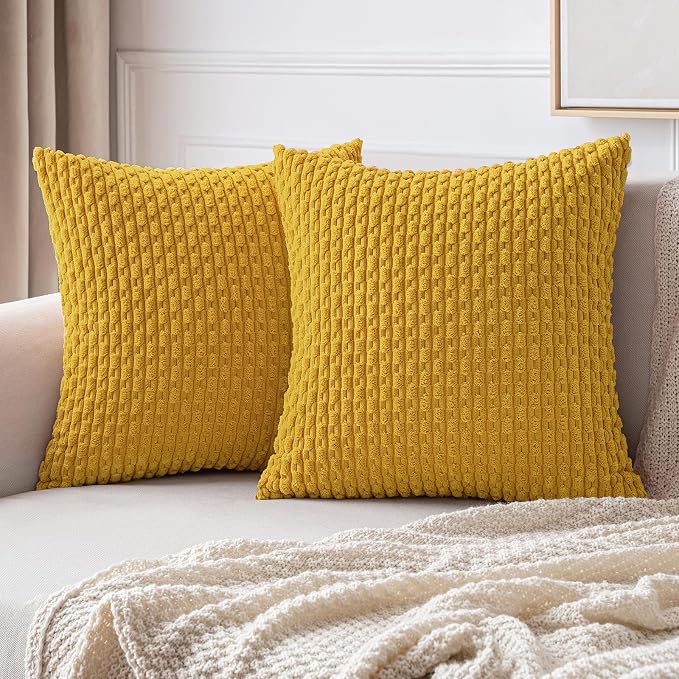 MIULEE Pack of 2 Decorative Throw Pillow Covers 18x18 Inch Soft Boho Striped by MIULEE