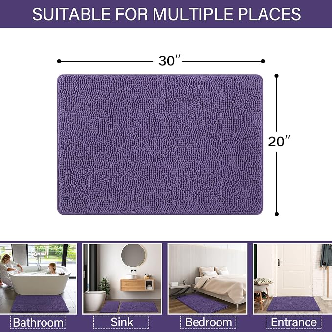 LOCHAS Luxury Bathroom Rug Shaggy Bath Mat 20 x 30 Inch, Washable Non Slip Bath - Image 2