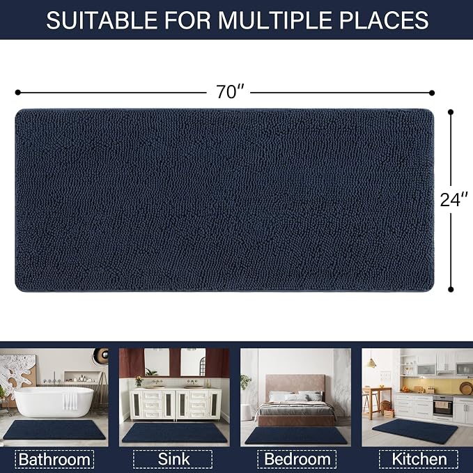 LOCHAS Luxury Bathroom Rug Shaggy Bath Mat 24 x 70 Inch, Washable Non Slip Bath - Image 2