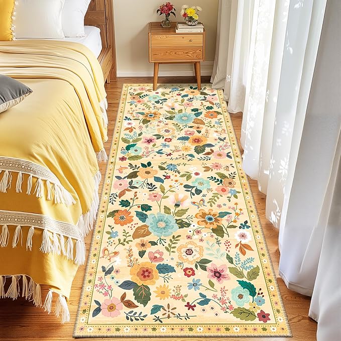 RELEANY Floral Nursery 2x8 Area Rugs Washable Print Boho Cute Carpet Non Slip - Image 6