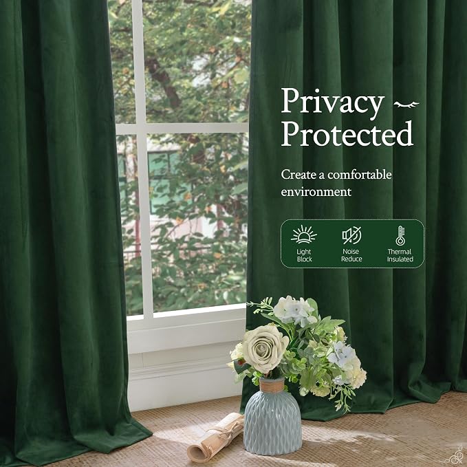 LAMIT Emerald Green Velvet Curtains 84 Inch - Image 6