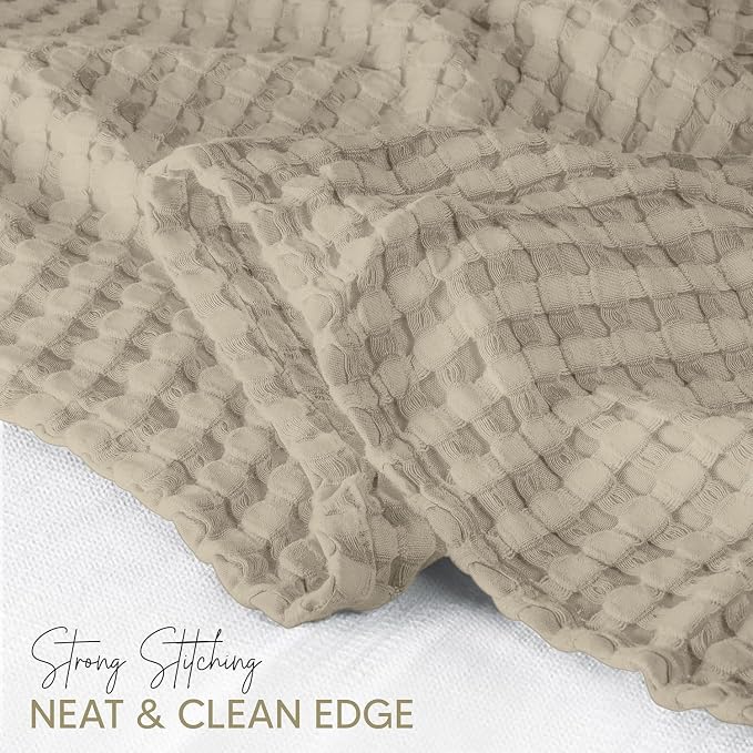 Utopia Bedding Khaki 100% Cotton Waffle Blanket 300 GSM Soft Lightweight - Image 4