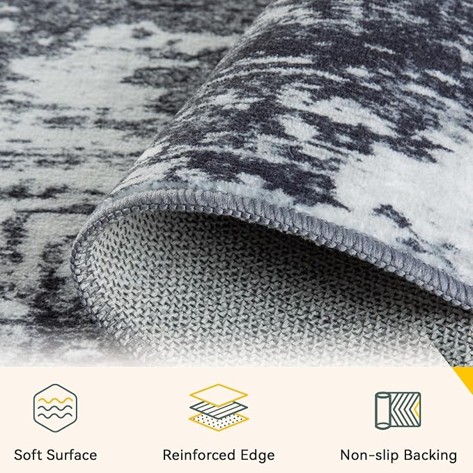 Washable Area Rugs 5'x7' Non-Slip Modern Abstract Soft - Image 3