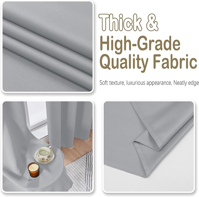 OVZME Silver Grey Blackout Curtains - Image 8