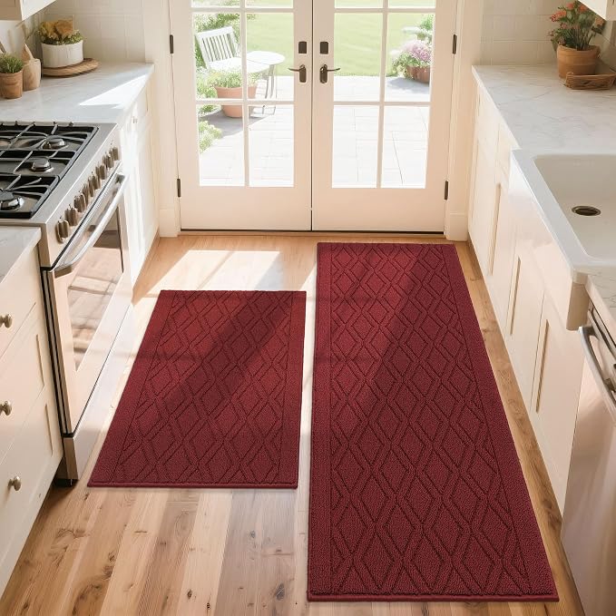 COSY HOMEER 60x24Inch/35X24Inch Kitchen Rugs Sets Non-Slip Washable Kitchen Mats by COSYHOMEER