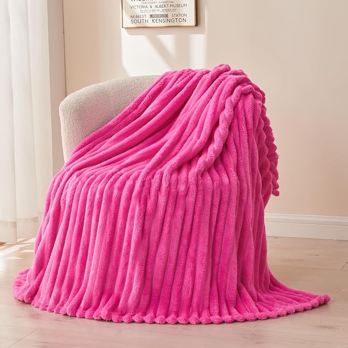 NEWCOSPLAY Super Soft Queen Blanket Hot Pink Premium Silky Flannel Fleece 3D - Image 9