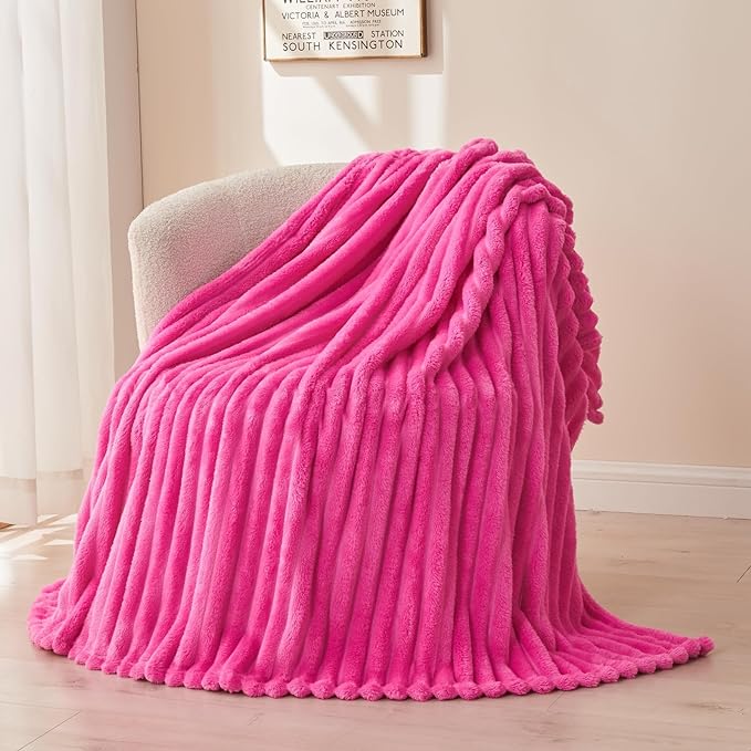 NEWCOSPLAY Super Soft Throw Blanket Hot Pink Premium Silky Flannel Fleece 3D by NEWCOSPLAY