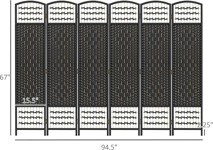 HOMCOM 6 Panel Room Divider, Folding Privacy Screen, 5.6' Room Separator - Image 7