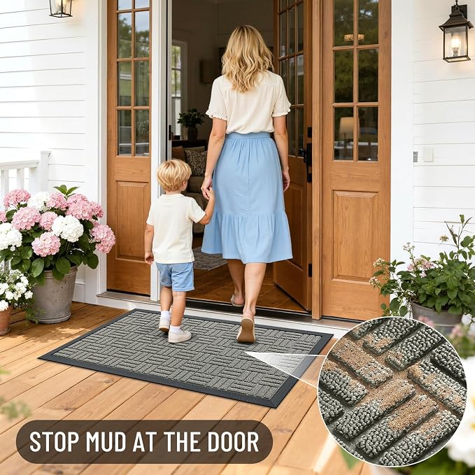 OLANLY Front Door Mat Outside Entrance 47x17, Heavy Duty Sturdy Natural Rubber - Image 7