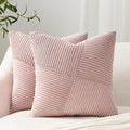 Topfinel 24x24 inches Pink Euro Pillow Shams Set of 2 Corduroy Decorative Throw by Topfinel
