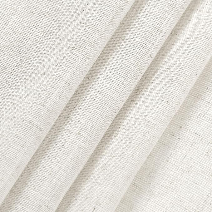 Extra Long Beige White Linen Curtains 144 Inch - Image 8