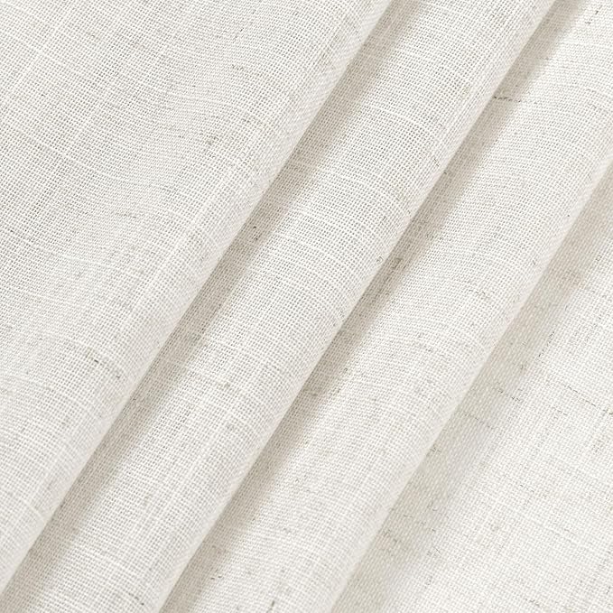 Extra Long Beige White Linen Curtains 132 Inch - Image 8
