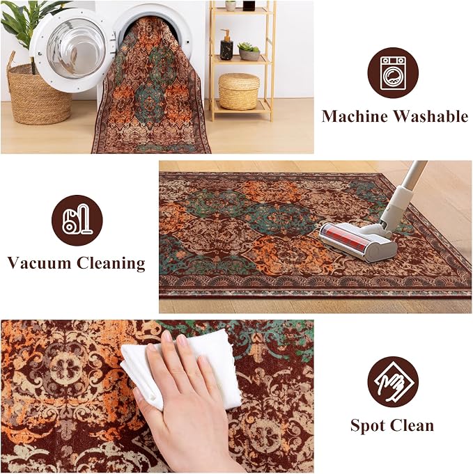 Vaukki Hallway Runner Rug, Vintage Shaggy Soft Laundry Rug Runner, Non Slip - Image 6