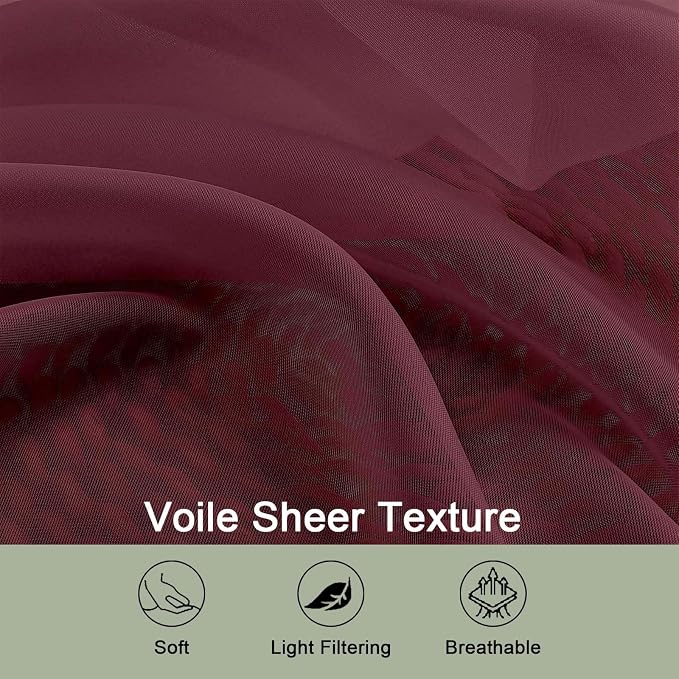OWENIE Sheer Curtains 2 Panels Set - Image 4