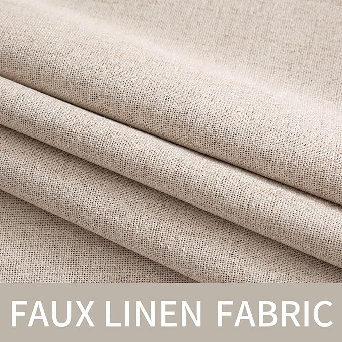 MIULEE 100% Blackout Linen Texture Curtains Soild Thermal Insulated Natural - Image 5
