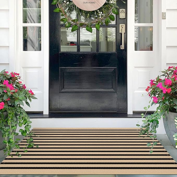 IOHOUZE Striped Area Rug 2.3'x3.6' Front Door Rugs Small Washable Area Rug by iOhouze