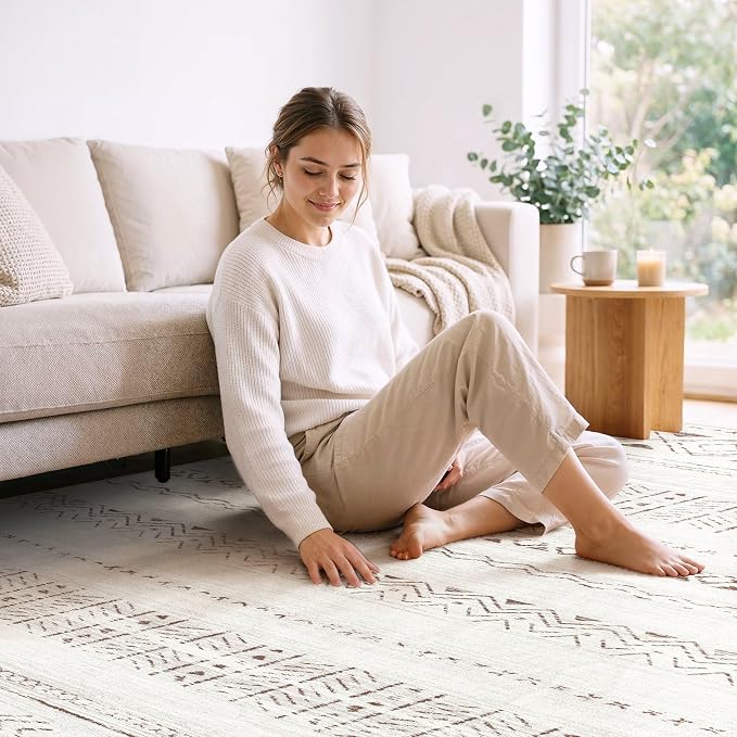 cotiled 10x12 Area Rug Living Room: Washable Boho Rugs - Image 4