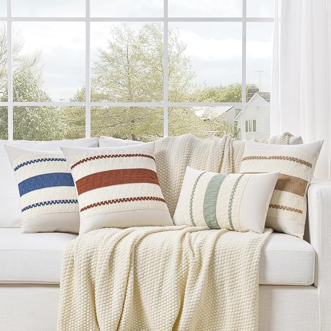 Fancy Homi Set of 1 Boho Neutral Euro Decorative Throw Pillow Cover 26x26 Inch - Image 6