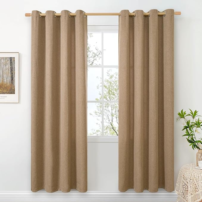 BGment Linen Burlap Curtains 80 Inch Length 2 Panel by BGment