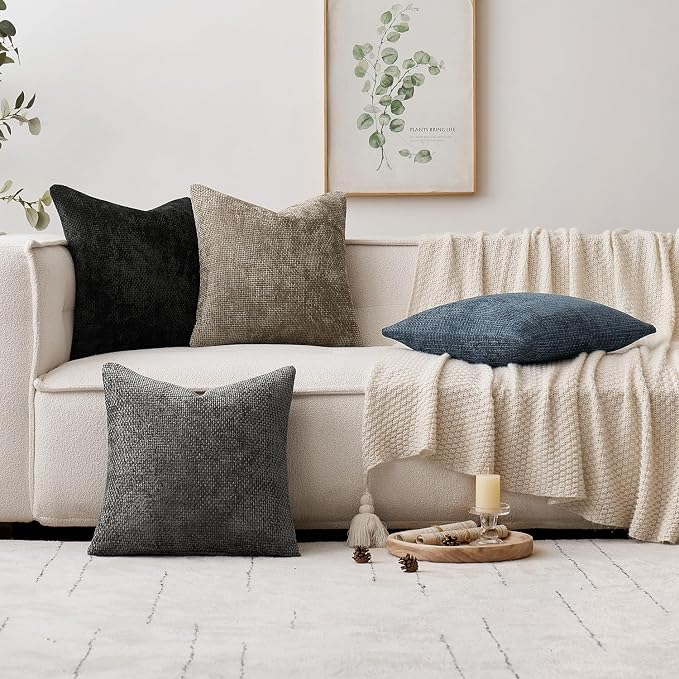 MIULEE Pack of 2 Couch Throw Pillow Covers 16x16 Inch Coastal Navy Blue Modern - Image 3