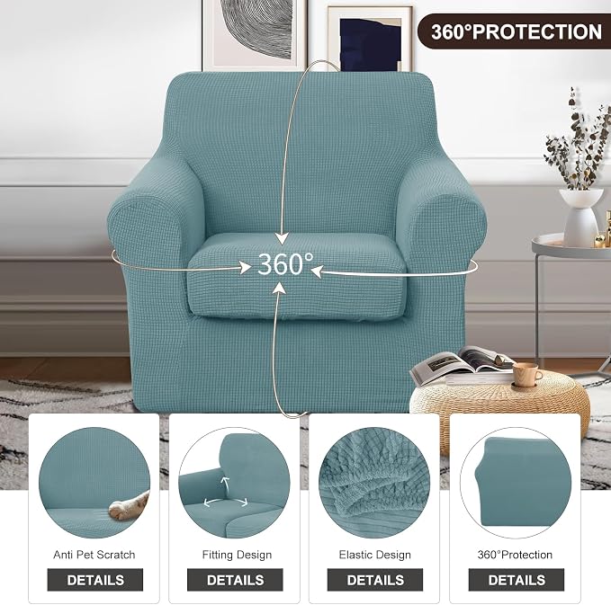 U-NICE HOME 2 Pieces Chair Covers Stretch Couch Cover Sofa Cover Washable Chair - Image 4