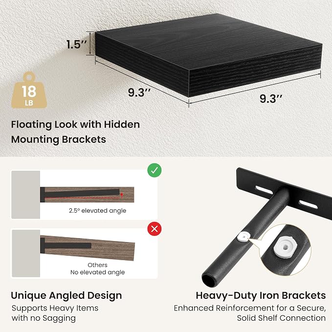 Fun Memories Floating Shelves for Wall, Rustic Wood Wall Mounted Shelves for - Image 3