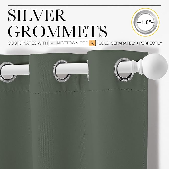 NICETOWN Blackout Curtain Panels, Dark Mallard, 1 Pair, 42 by 78-Inch, Home - Image 3