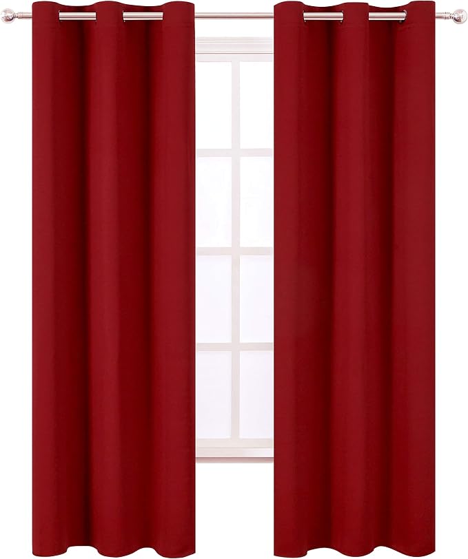 LEMOMO Red Blackout Curtains 34 x 84 Inch Length/Set of 2 Curtain - Image 2