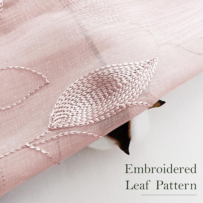 HOMEIDEAS Blush Pink Sheer Kitchen Curtains 30 X 24 Inch Length 2 Panels - Image 3